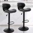 thumbnail image 1 of Adjustable Swivel Bar Stools Set of 2 , Modern PU Leather Upholstered Bar Chairs with Chrome Base for Kitchen Island, Dining Room, Pub, Counter (Black,Black Base), 1 of 9