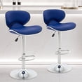 thumbnail image 1 of Adjustable Swivel Bar Stools Set of 2 , Modern PU Leather Upholstered Bar Chairs with Chrome Base for Kitchen Island, Dining Room, Pub, Counter (Blue), 1 of 10