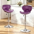 thumbnail image 1 of Adjustable Swivel Bar Stools Set of 2 , Modern PU Leather Upholstered Bar Chairs with Chrome Base for Kitchen Island, Dining Room, Pub, Counter (Purple), 1 of 9