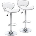 thumbnail image 1 of Adjustable Swivel Bar Stools Set of 2, Modern Upholstered Bar Chairs for Kitchen Island Dining Room Pub Counter(White), 1 of 9
