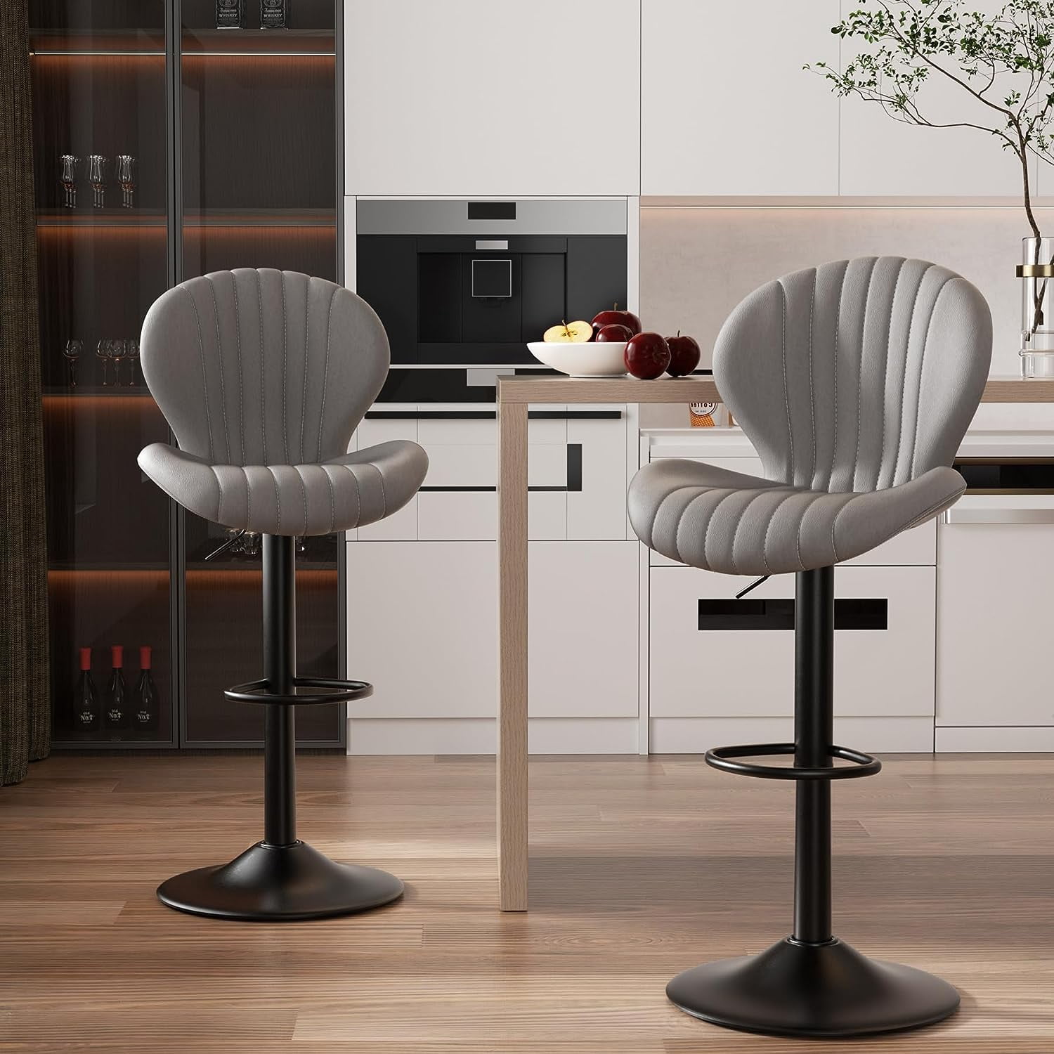 Bar Stools Set of 2 Modern Swivel Bar Chairs, Barstools Counter Height ...