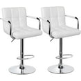 Bar Stools Set of 2, PU Leather Adjustable Swivel Barstools, Hydraulic
