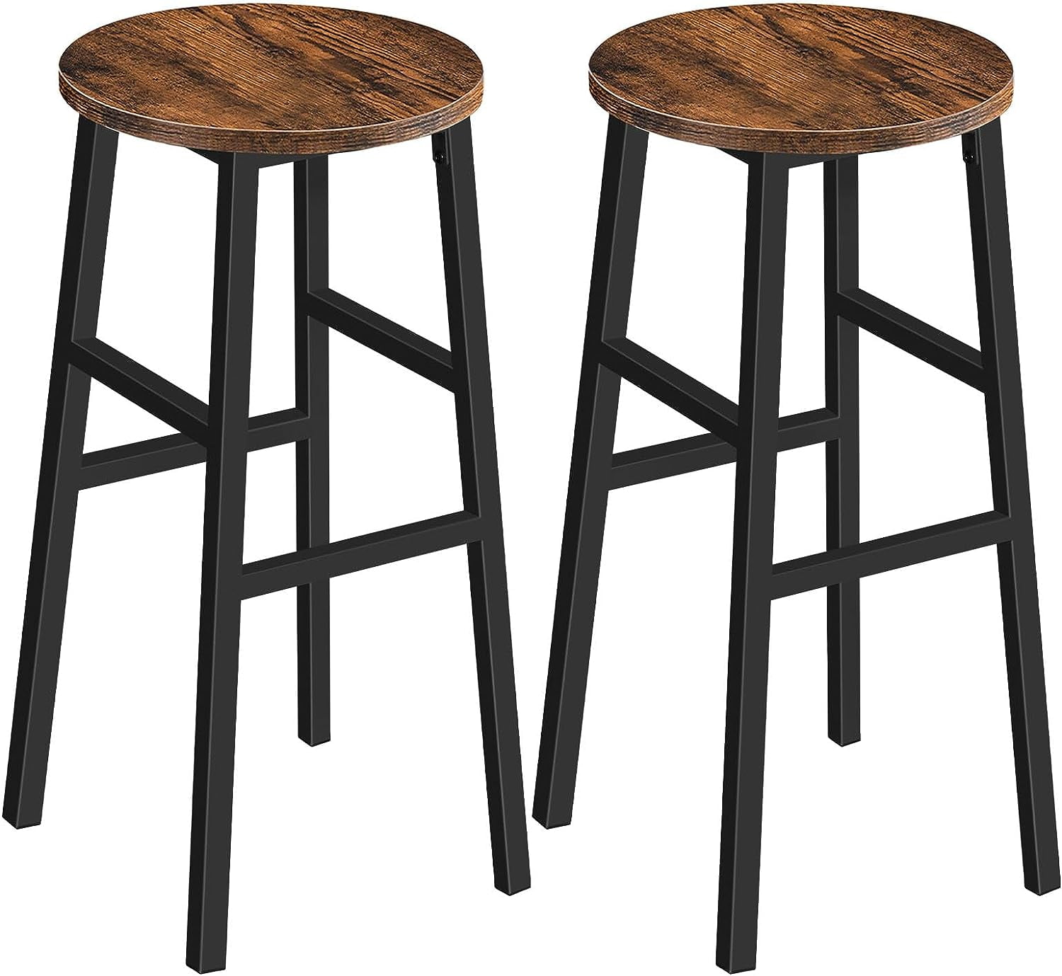 Bar Stools, Set of 2 Round Bar Chairs with Footrest, 28 Inch Kitchen ...