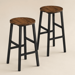 Bar Stools, Set of 2 Round Bar Chairs with Footrest, Kitchen Breakfast Bar Stools, Industrial Bar Stools, Easy Assembly, for Dining Room, Kitchen, Rustic Brown