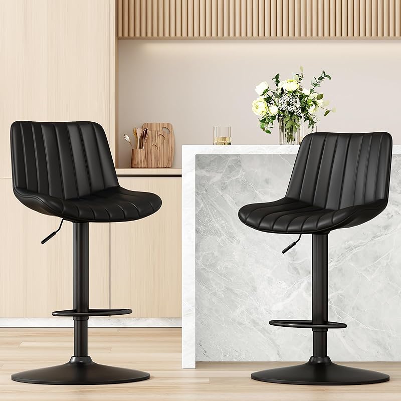 Bar Stools Set of 2, Swivel Adjustable Barstools, Bar Height Stools ...