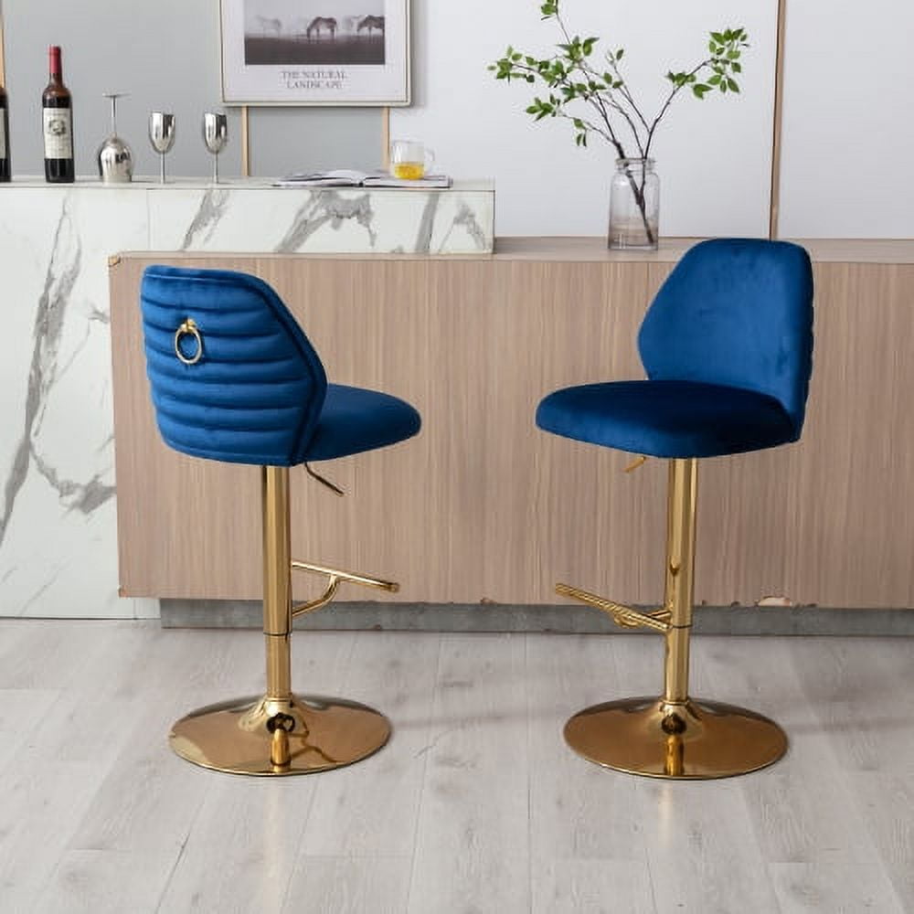 Navy blue and 2024 gold bar stools