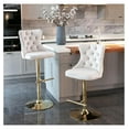 thumbnail image 1 of Bar Stools Set of 2, Swivel Barstools with Nailheads Trim, Velvet Button Tufted Back and Golden Footrest, Adjustable Counter Height Bar Chairs for Kitchen Island Dining Room Pub, White, 1 of 7