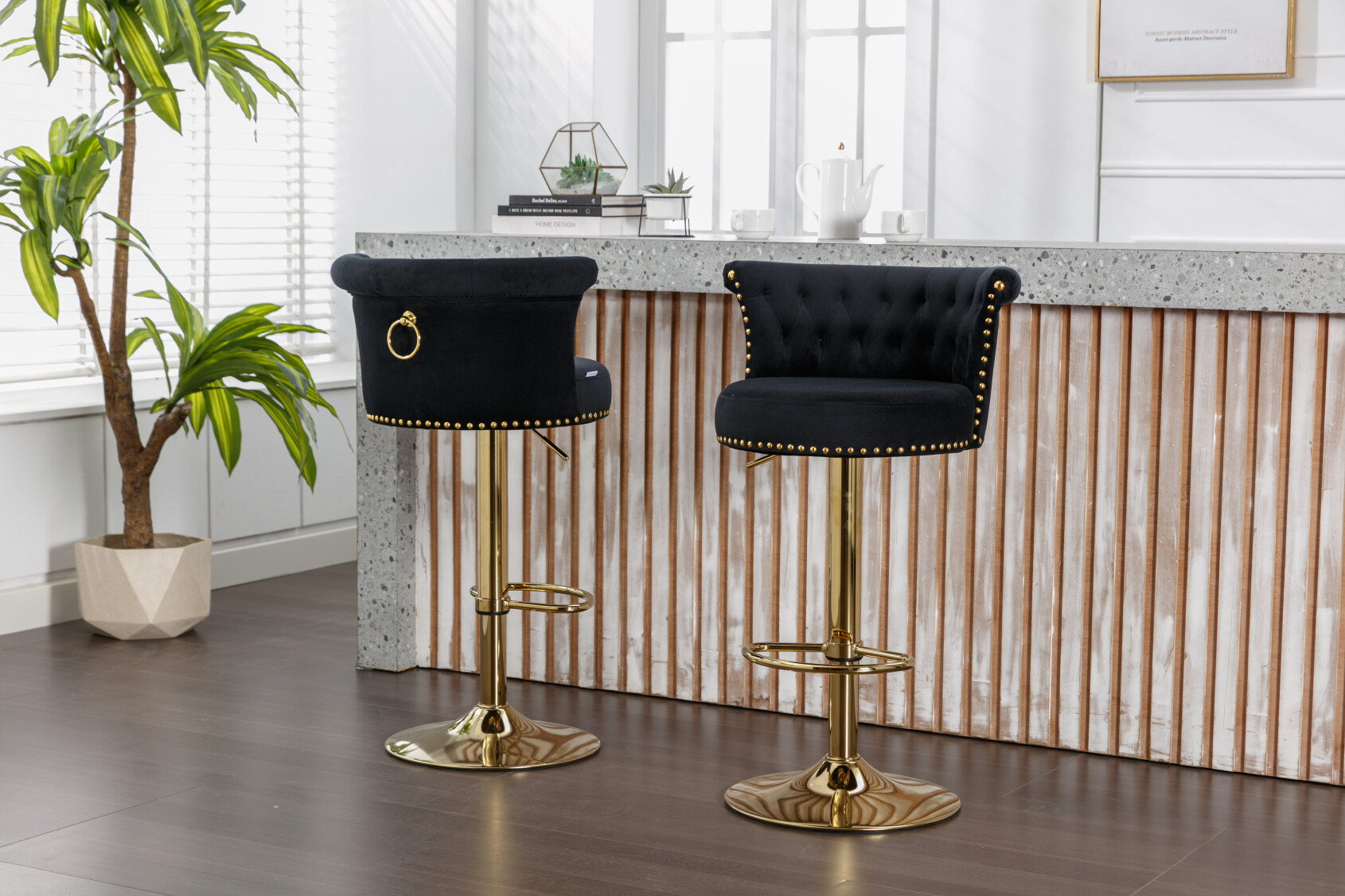 Bar Stools Set of 2, Swivel Counter Height Bar Stools with Adjustable ...