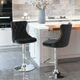 thumbnail image 1 of Bar Stools Set of 2, Swivel Velvet Bar Stools with Back and Footrest Modern Tufted Upholstered Adjustable Counter Height Bar Chairs with Metal Base and Nailheads Trim for Home Pub Kitchen, Black, 1 of 7