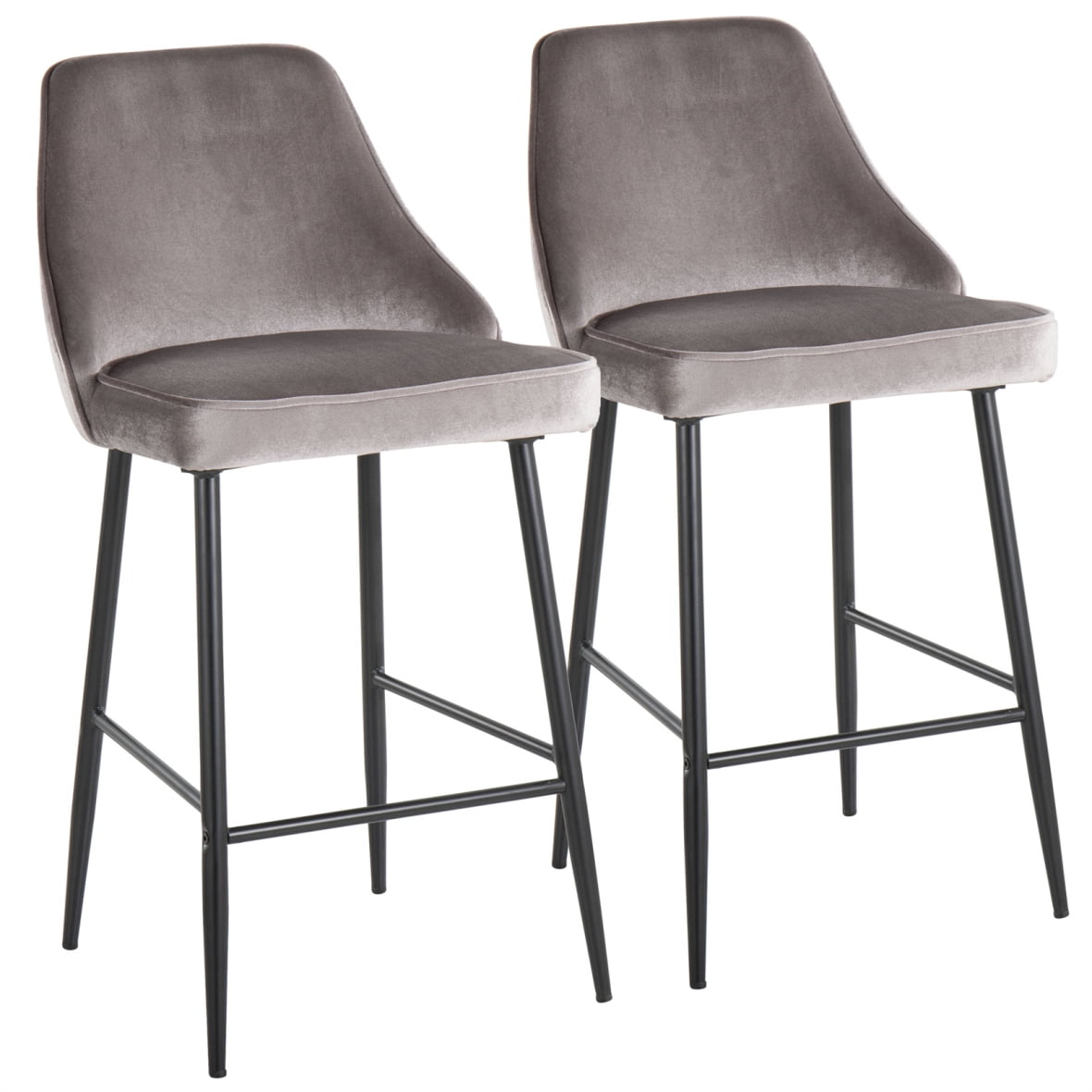 Black And Silver Bar Stools Set Of 2