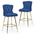 thumbnail image 1 of Bar Stools Set of 2, Velvet Counter Height Bar Stools with Metal Legs, Button Tufted and Nailheads Trim, Wing-Back Bar Chairs for Kitchen Island Dining Room Pub, 1 of 7