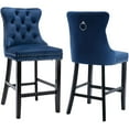 thumbnail image 1 of Bar Stools Set of 2, LegaHome Velvet Bar Stool with Back, Solid Wood Frame & Nailhead Trim, Counter Height Bar Chiar Button Tufted Upholstered Seat, Full Back Bar Stools, Blue, 1 of 12