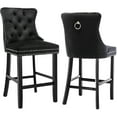thumbnail image 1 of Bar Stools Set of 2, LegaHome Velvet Bar Stool with Back, Solid Wood Frame & Nailhead Trim, Counter Height Bar Chiar Button Tufted Upholstered Seat, Full Back Bar Stools, Black, 1 of 8