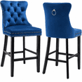 thumbnail image 1 of Bar Stools Set of 2, LEGAHOME Velvet Counter Height Bar Stools with Back, Button Tufted Upholstered Kitchen Island Chairs with Nailhead Trim, Solid Wood Legs, Footrest, Blue, 1 of 9