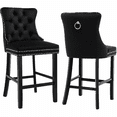 thumbnail image 1 of Bar Stools Set of 2, LEGAHOME Velvet Counter Height Bar Stools with Back, Button Tufted Upholstered Kitchen Island Chairs with Nailhead Trim, Solid Wood Legs, Footrest, Black, 1 of 10