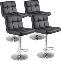 Bar Stools Set of 4, 24 inch Counter Height Bar Stools, Upholstered Modern Kitchen Barstools with Metal Base, PU Leather Saddle Stools for Kitchen Island, Black