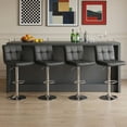 thumbnail image 1 of Bar Stools Set of 4, 24 inch Counter Height Bar Stools, Upholstered Modern Kitchen Barstools with Metal Base, PU Leather Saddle Stools for Kitchen Island, Inky Black, 1 of 7