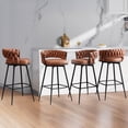 thumbnail image 1 of MYFUNT Bar Stools Set of 4, 30" Counter Height Stools, 180° Swivel Woven Back Barstools with Metal Footrest, Modern Bar Stools for Kitchen Island, Cafe, Pub, Whiskeybrown, 1 of 7