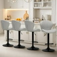 thumbnail image 1 of Bar Stools Set of 4, Adjustable Faux Leather Counter Height Barstools with footrest, Swivel Bar chiars 24-32inch for Bar, Kitchen Island, Dining Room,Grey, 1 of 15