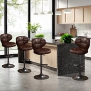 Bar Stools Set of 4, Adjustable Swivel Bar Chairs with 360° Rotation, Padded Counter Stools with Back and Footrest for K