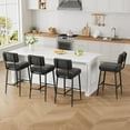 thumbnail image 1 of Bar Stools Set of 4, Faux Leather Counter Height Bar Stool with Back, Metal Legs, Modern Upholstered Barstool Chairs for Island, Counter Bar, Kitchen, Black, 1 of 9