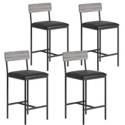 Bar Stools Set of 4, Kitchen Bar Stools with Footrest, PU Upholstered Counter Height Barstools, Bar Chairs with Back for Dining Room, Kitchen, Party, Apartment, Counter Bar, Easy Assembly
