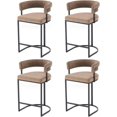 thumbnail image 1 of Bar Stools Set of 4 for Kitchen Counter, 26" Bar Chairs with Back, Modern Height Island Barstools, Upholstered Breakfast Stools for Dining Room, Cafe, Kitchen Island, Comfy, Brown, 1 of 14
