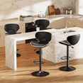 thumbnail image 1 of Bar Stools Set of 4, PU Leather Adjustable Swivel Bar Chairs for Kitchen Counter Island, Modern Armless Shell-Shaped Counter Height Stools for Dining Room Café Pub (Black, Black Base), 1 of 16