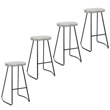 Bar Stools, Set of 4 Round Bar Chairs with Footrest, 28.7" Solid Wood Industrial Kitchen Island Barstool,for Dining Room, Kitchen, Counter Bar, Coffee Shop, Gray