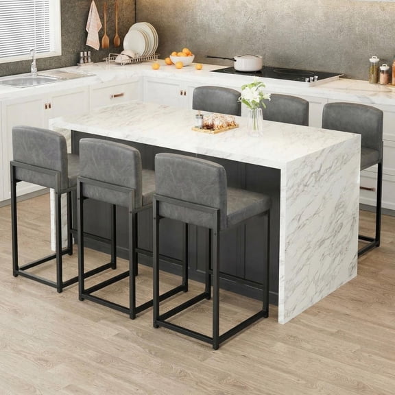 Counter Height Bar Stools Set of 6, Grey