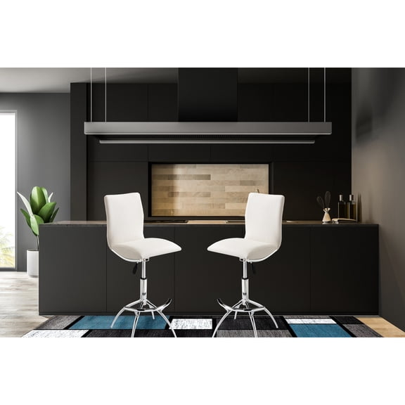 Bar Stools Set | Adjustable, Swivel for Kitchen Breakfast | Chrome Frame, Water - resistant PVC | Comfortable Footrest