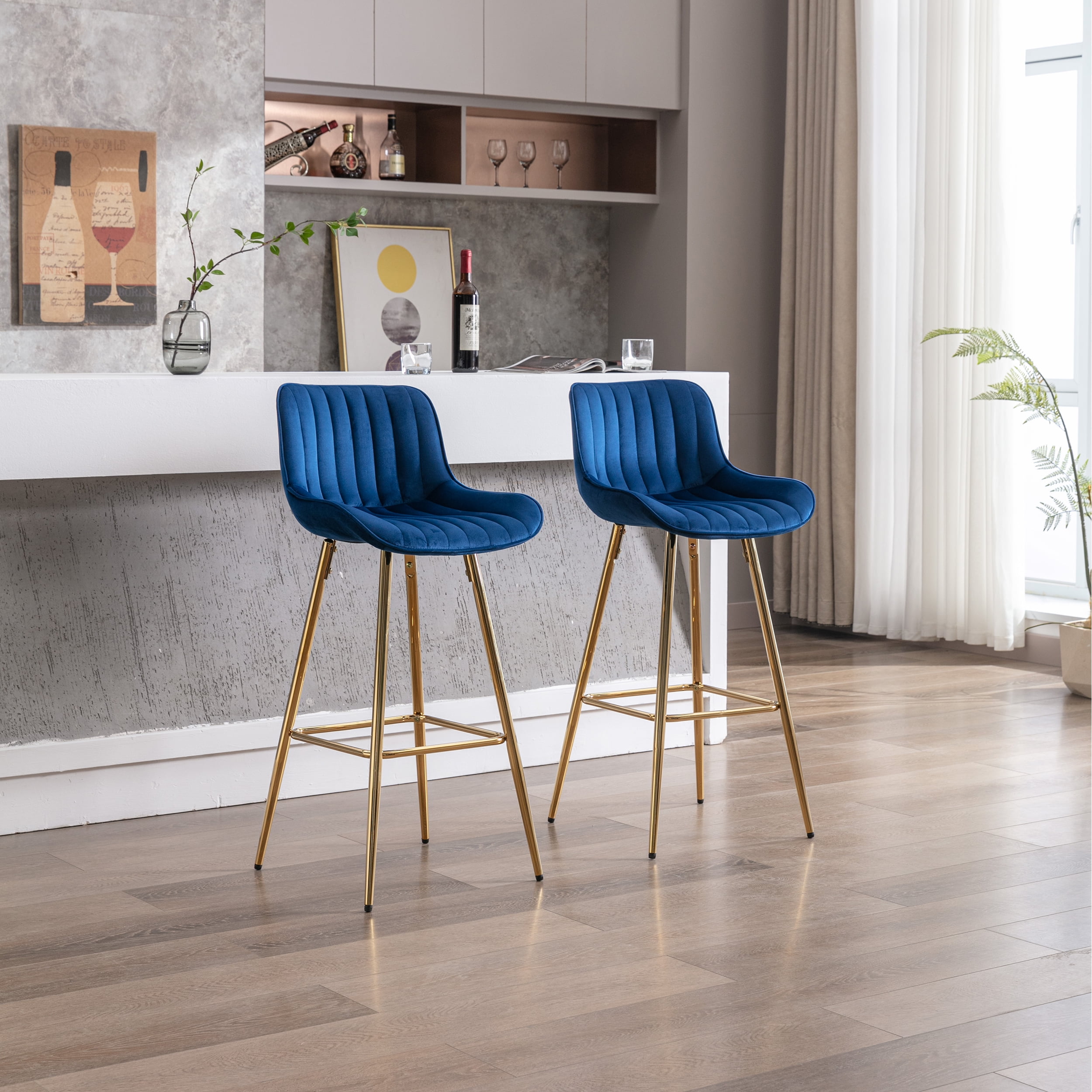 Velvet bar stools with gold deals legs