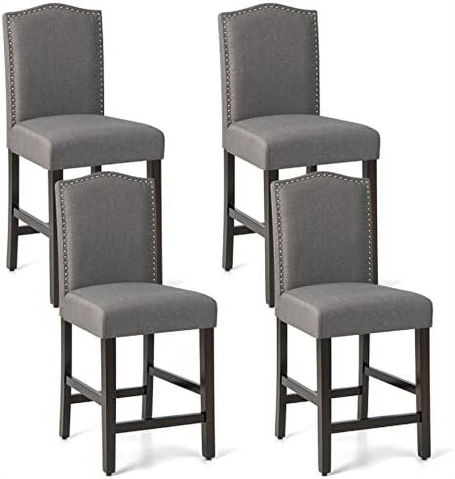 Bar Stools Set Of 4, 25" Counter Height Bar Dining Chairs With Rubber Wood Legs, Footrest, Max
