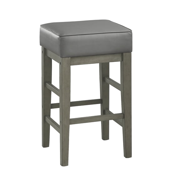 Bar Stools Set of 2, 24" Counter Height Bar Stools with Solid Wood Legs, Faux Leather Barstools for Kitchen Island