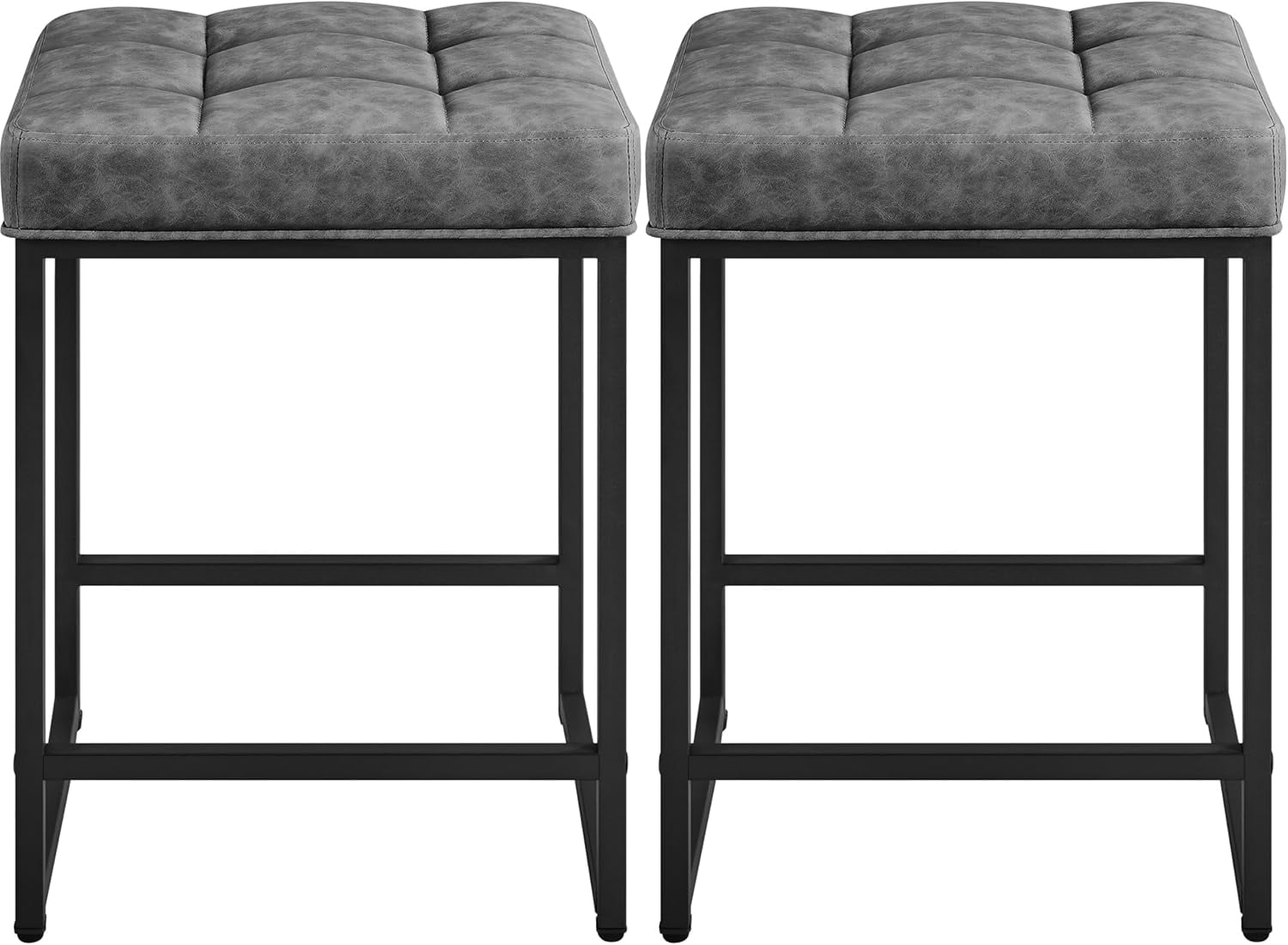 Bar Stools Set of 2, 24 Inch Counter Height Bar Stools Set, Backless ...