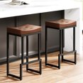 thumbnail image 1 of FIRAVOE Bar Stools Set of 2, 28" Counter Height Bar Stools (Backless) Faux Leather Saddle Counter Stools for Kitchen Island, Brown, 1 of 8