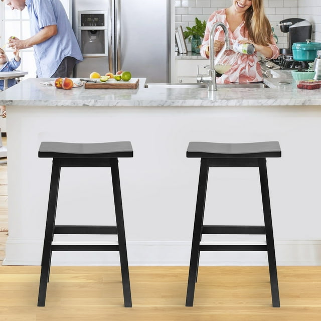 NiamVelo Sturdy Pair of 2 Bar Stools, 30 Inch High with Footrest, for