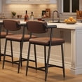 thumbnail image 1 of Bar Stools Set of 2, 37 inch Seat Height Bar Stools, Upholstered Barstools with Back and Footrest, Counter Stools for Kitchen Island, Bar Pub, 1 of 6