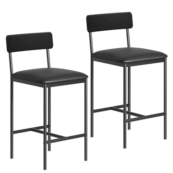 Bar Stools Set of 2/4, Kitchen Bar Stools with Footrest, 25.5 Inches Upholstered Bar Chairs with Back for Counter Bar, Island, Easy Assembly