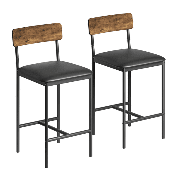 Bar Stools Set of 2/4, Kitchen Bar Stools with Footrest, 25.5 Inches Upholstered Bar Chairs with Back for Counter Bar, Island, Easy Assembly