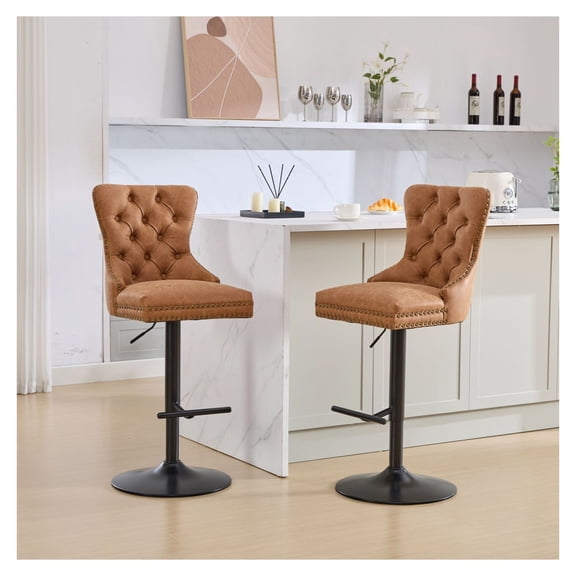 Bar Stools Set of 2, Adjustable Height 26-33 Inch