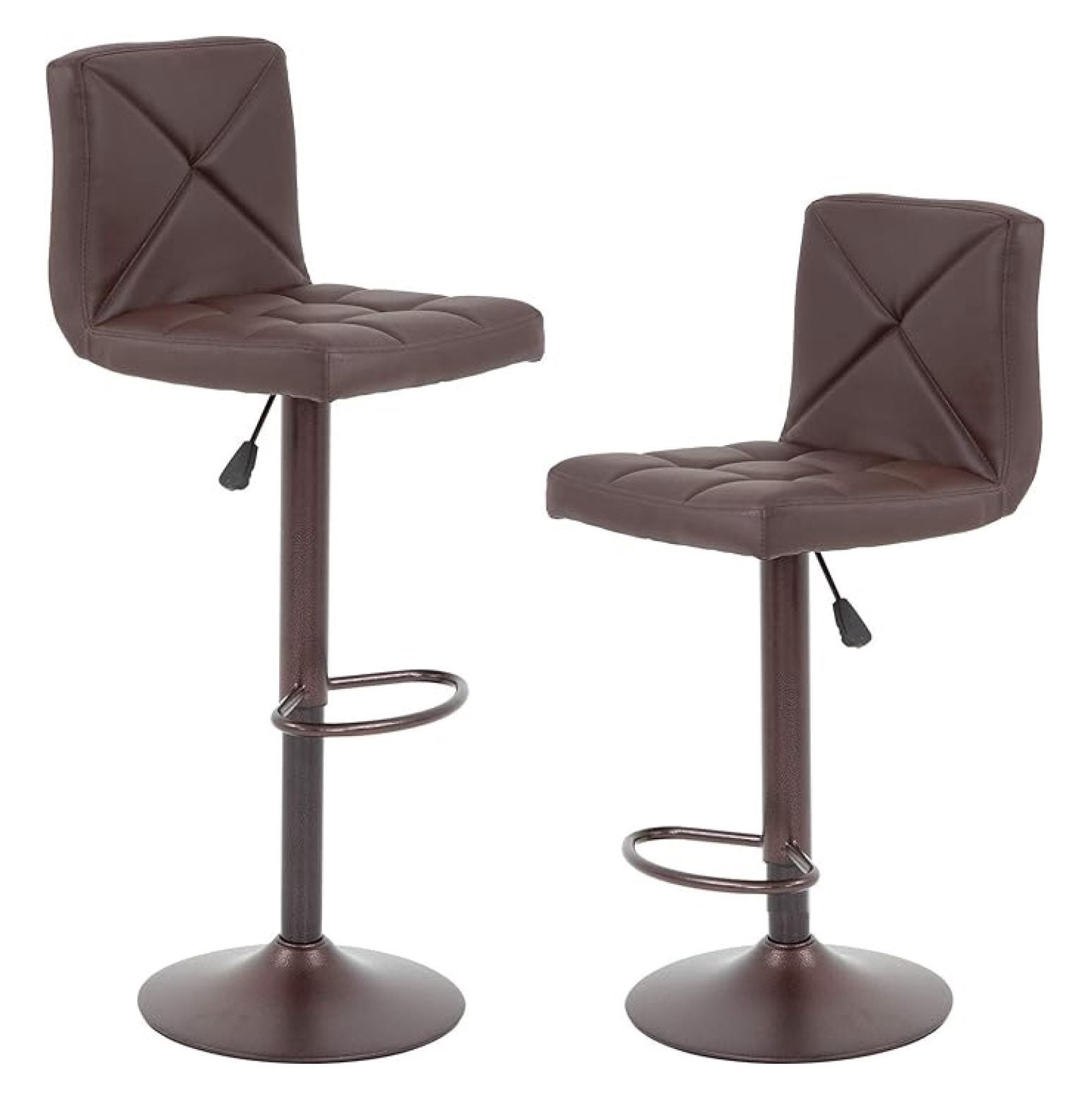 Bar Stools Set of 2, Adjustable Swivel Barstools, Counter Height PU ...