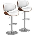 Bar Stools Set of 2, Bar Stools for Kitchen Island with Bentwood Back and Leather Seat, Swivel