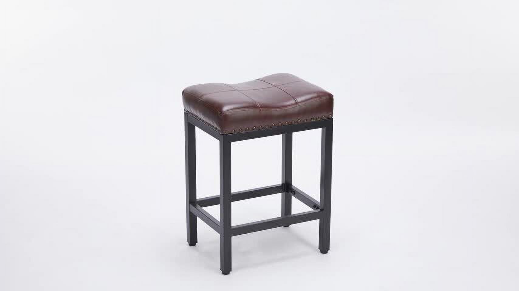Black and Brown Metal Frame Saddle Bar Stools Set of 2