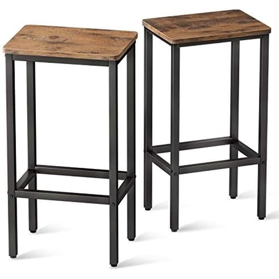 Bar Stools Set of 2, Counter Height Stools, 25.6" Stools for Kitchen with Footrest, Industrial Footstools Vintage$$Furniture