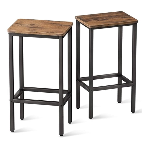 Bar Stools Set of 2, Counter Height Stools, 25.6" Stools for Kitchen with Footrest, Industrial Footstools Vintage