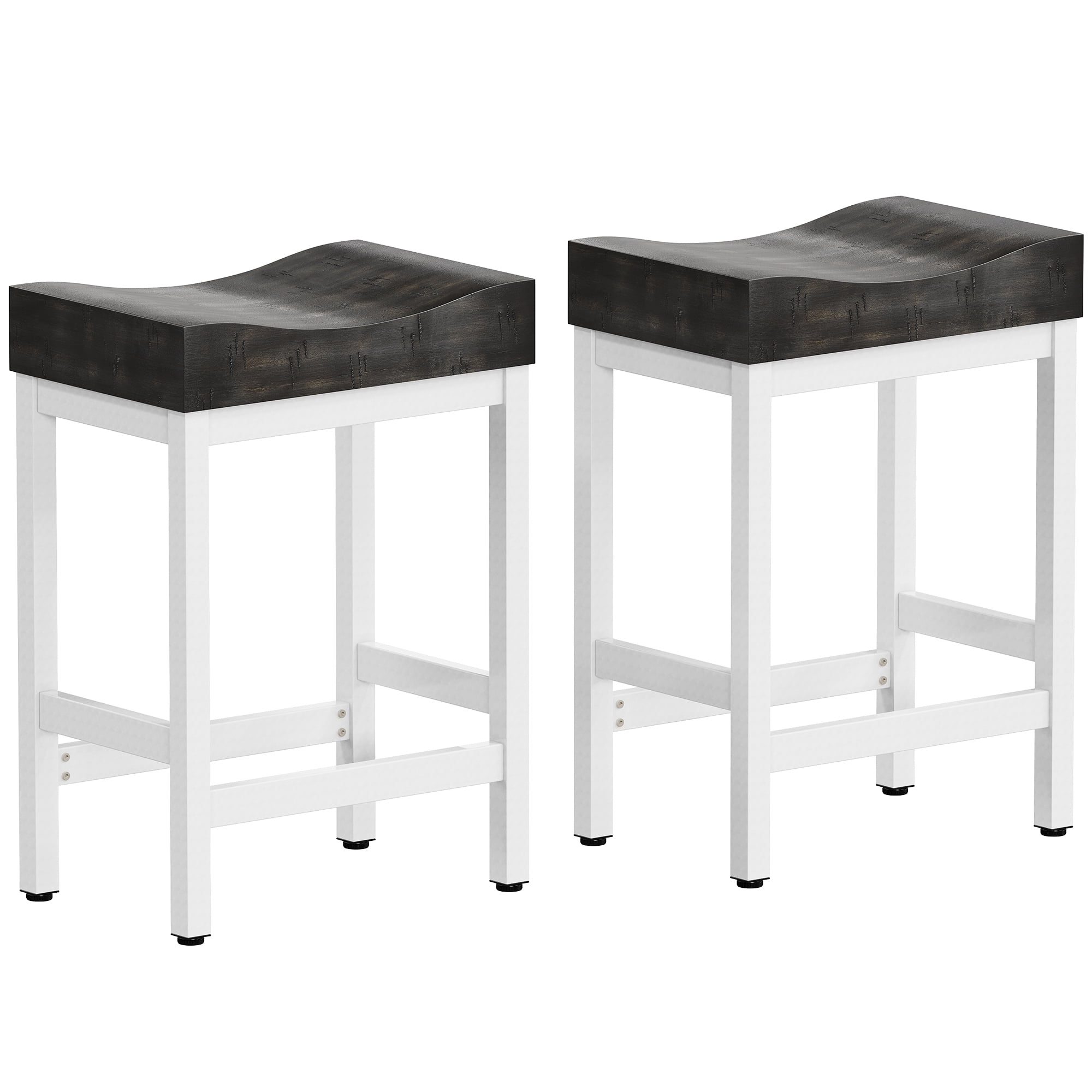 Bar Stools, Set of 2Counter Height Stools, 25 Inch Saddle Bar Stool