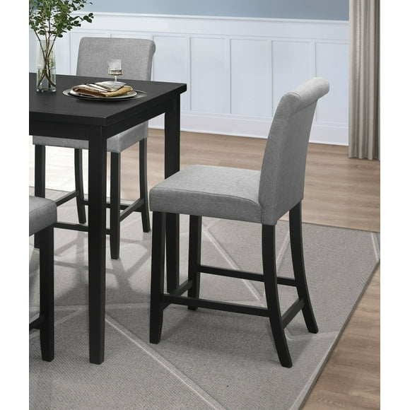 Bar Stools Set of 2, Fabric Upholstered Barstools with Back, Counter Height Bar Stools,  Wood Kitchen Island Bar Chairs, Grey