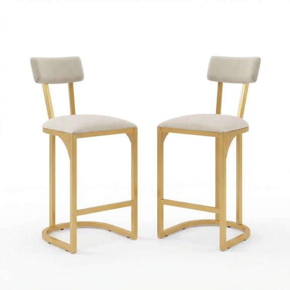 Bar Stools, Set of 2 PU Upholstered Breakfast Stools, 35.4 Inches Barstools with Back, Simple Assembly, for Dining Room Kitchen Counter Bar