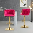thumbnail image 1 of Bar Stools Set of 2, Swivel Barstools with Back and Widen Metal Base, Adjustable Height Island Chairs, Velvet Kitchen Stools, Rose Red, 1 of 9